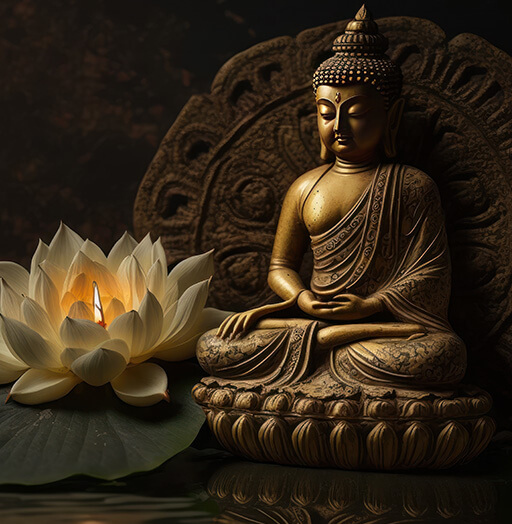 Buddha statue with Candle light